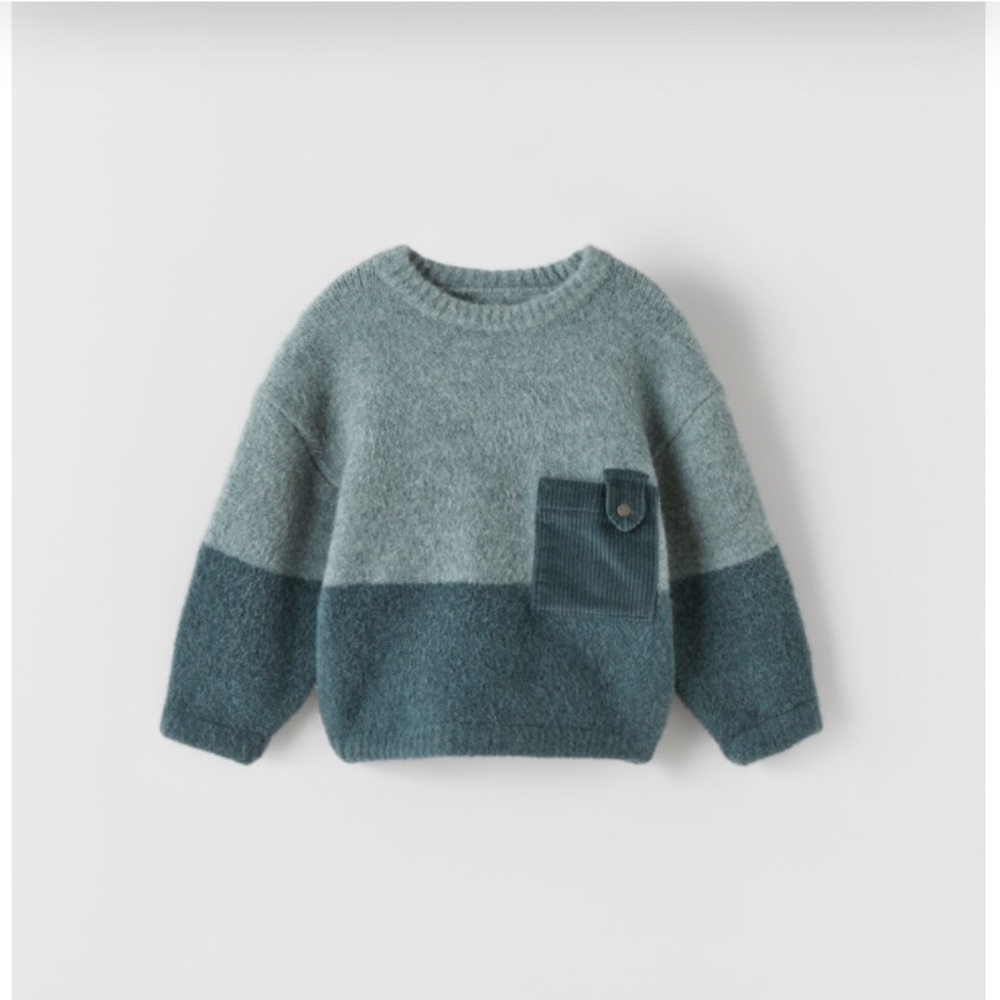 Zara Baby Knit Sweater with Corduroy Pocket